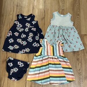 Hanna Andersson Navy Floral and Multicolor Striped Dress Set